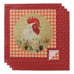 Table Napkin Rooster Sunflower Flower Polka Dot Cloth Decor Dinner Towel For Kitchen Plates Mat Wedding Napkins Party Decoration