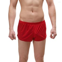 Underpants 2023 Men Sexy Ice Silk Loose Boxer Briefs Pouch Underwear Shorts Sleep Bottoms Trunks Men's Swimming