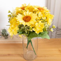 Decorative Flowers Artificial Summer Sunflower Silk Fake Home Office Decor Plants Christmas Party Gifts Wedding DIY Supplies