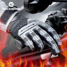 Cycling Gloves ROCKBROS Tactical Gloves SBR Thickened Pad Cycling Gloves Shockproof Breathable GEL Bike Gloves Winter Warmer Full Finger Sport 230609