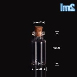2ml Mini Empty Glass Bottles With Cork 16*35*7mm Small Wishing Bottle Glass Vials Jars 100pcs Jlkcw