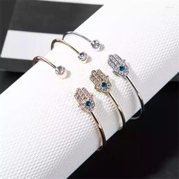 Link Bracelets Fashion Zircon Fatima Hand Hamsa Devil's Eye Charm Bracelet For Women Girl Accessories Wedding Party Jewellery Gift Sl194