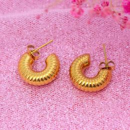 Hoop Earrings 2023 Earring Y2K Accessories Threaded Stainless Steel Jewelry Waterproof Trendy Women's Ear Creoles Gift