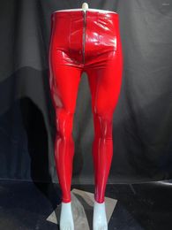 Men's Pants Mens Skinny PU Faux Leather Trousers Motorcycle Clothes Bottoms Pencil Tight Shiny PVC Gloss Casual Leggings