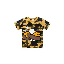 Childrens T-shirt Designer Summer Loose Shark Anime Print Camo Short Sleeve High Street Casual Kids ape ZC82