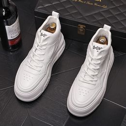Luxury Designer High Tops Men's White Thick Bottom Shoes Male Causal Loafers Moccasins Sports Walking Sneakers