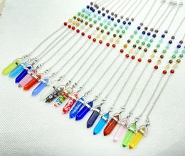 Pendant Necklaces Fashion Jewellery Natural Gem Stone Opal Quartz Crystal 7 Chakra Reiki Healing Hex Divination Pendulums Dowsing