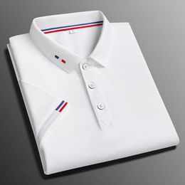 Men's Polos Men's Business Polo Shirt Men's Comfortable and Breathable Solid Colour Ice Silk Lapel Polo Shirt Short-sleeved Golf Shirt 230609