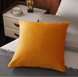 NEW Light Luxury Pillow Case Designer Model Orange Sofa Cushion Soft Leather High-End Embroidered Waistcoat Cushion Cover Luxury Hotel without Core