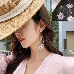 Hoop Earrings Women's Petal Long Tassel Asymmetric Simple And Sweet Jewellery
