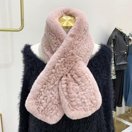 Scarves MPPM Winter Thick Real Natural Rex Fur Fluffy Scarf Knitted Collar Muffler Fashion