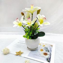 Decorative Flowers 8 Heads Artificial Flower Fake Cymbidium Bouquet Home Decoration Party Office Wedding Teble Accessories Bonsai