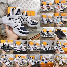 Luxury black white and silver breathable mens and womens dad shoes fashion bow platform fashion designer casual shoes Archlight leather sneakers.