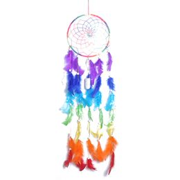 Colourful Feather Dream Catcher Festival Gift Handmade Half Circle Moon Design Art Crafts Dreamcatcher Feather Hanging Star Home Wall Decoration Ornament 1224492