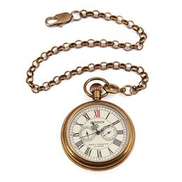 Men's True Bronze Vintage Pocket Watch Chain Up Mechanical Watch Manual uncovered Watch True Bronze Men's Pocket