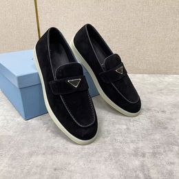 Men's Loafers Walk Summer Dress Sneakers Shoes Flat Low Top Suede Cow Leather Oxfords Suede Moccasins Rubber Sole Gentleman Footwear