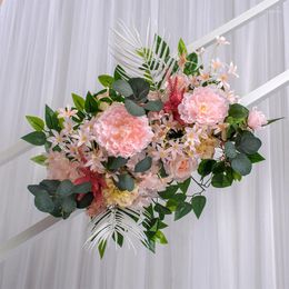 Decorative Flowers Wedding Arch Flower Row Floral Artificial Wall Stage Background Home Fake Commercial Display
