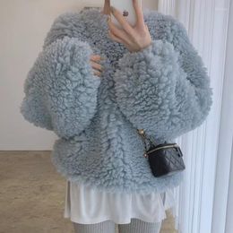 Women's Hoodies Korean Fashion Fluffy Sweatshirt Woman O Neck Long Sleeve Loose Sweatshirts Female Winter Sweet Cute Top Women Drop