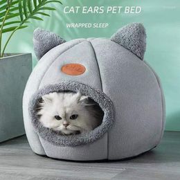 Cat Beds Round Bed Deep Sleep House Kennel Ears Cave Kitten Winter Warm Plush Dogs Pets Tent Cosy Cats Accessories