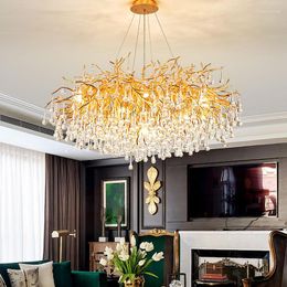 Chandeliers Modern Luxury Ceiling Chandelier Lighting Crystal LED Living Room Decoration Villa Water Drop Pendant Lamp