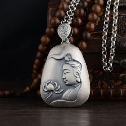 Pendant Necklaces YH Retro Lotus Water Drop Personality Versatile Female National Wind Heart Sutra Buddha Necklace