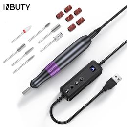 Nail Manicure Set INBUTY Electric Nail Drill Machine for Manicure Pedicure Nail File Milling Cutter 35000RPM Portable Nail Polish Pen Salon Tool 230609