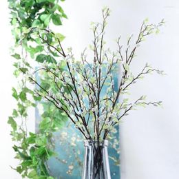 Decorative Flowers Artificial Silver Willow Fruit Branches Green Plant Bud Home Decoration Long Branch Fake Flower Floral Decoratio