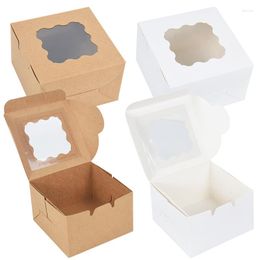 Gift Wrap 5/10Pcs Kraft Paper Candy Cake Box With PVC Window Wedding Birthday Party Packaging Supplies Chocolate Biscuit Boxes