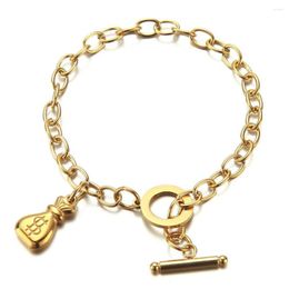 Charm Bracelets Punk Rolo Chain Link Bracelet Male Gold Color Stainless Steel Boxing Gloves OT For Men Fashion Jewelry Gift 2023