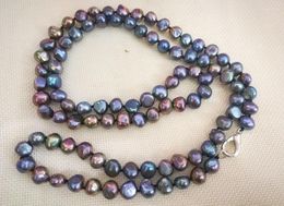 Chains 33'' 84cm Women Jewellery Natural Pearl 10mm Black Brown Green Purple Baroque Freshwater Long Necklace Gift