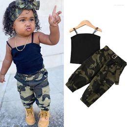 Clothing Sets FOCUSNORM 2-7Y Fashion Summer Kids Girls Clothes Camouflage Print Sleeveless Vest Tops Long Pants 2pcs