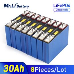 Mr.Li 8pcs 3.2V 30Ah LiFePO4 Battery Cell 30000mAh Lithium Iron Phosphate Deep Cycles for Diy 12V 24V 36V 48 golf trolley carts