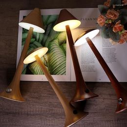 Table Lamps Imitation Wood Grain Bar Lamp Restaurant Bedroom Night Light Simple Dimmer Touch Control LED Lights