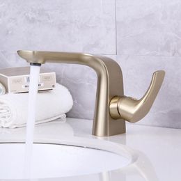 Bathroom Sink Faucets MaGold Brushed Gold Low Lead Healthy Basin Mixer Faucet Cold Water Taps In Euro Design
