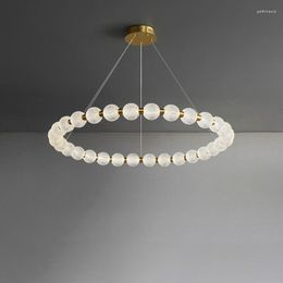 Chandeliers Nordic Style Pearl Led Round Chandelier Italy Design Acrylic Ball El Open Kitchen Parlour Decoration Hanging Light Fixtures