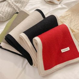 Scarves 2023 Korean Fashion Pure Colour Knitted Women's Scarf Thickened Warm Wrapped With Shawl Couple's Small Soft