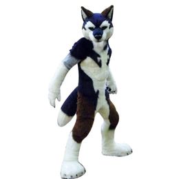 Medium Length Fur Husky Dog Fox Mascot Costume Fursuit Parade Fancy Dress Advertising Suit Party Halloween Dress Adult Size Costume