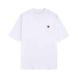 t shirt for men 2023 SpringSummer New Boyfriend Style Version with Small Red Heart Embroidery on the Chest Loose and Comfortable Short Sleeve Unisex Size S DHUI