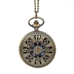 Pocket Watches (1182) 12pcs/lot Vintage Steampunk Poker Number Watch Necklace Chain Gift Wholesale