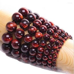 Strand Natural 4/6/8/10/12mm Red Tiger Eye Stone Bracelet Minimalist Men Women Retro Beaded Lucky Braclet Yoga Meditation Jewelry Gift