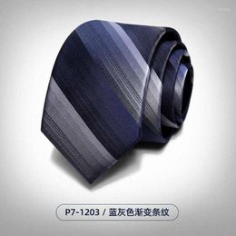 Bow Ties Gradient Colour 7cm Tie For Men's High-end Formal Attire Business Zipper Style No Knot Easy To Pull Casual Stripe Fashion