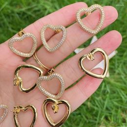 Stud Earrings 5 Pairs Heart Zircon Women Jewelry Gold Color 51472