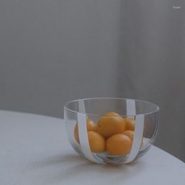 Bowls Handmade Glass Bowl Transparent Salad Fruit Breakfast Holder Japanese Vintage Support Home Office Table Aesthetic Decor