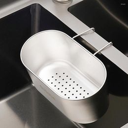 Storage Bottles Kitchen Sink Drain Basket Stainless Steel Square Shelf Vegetable Washing Pool Household Wall Hanging Leftover Food Philtre