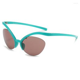 Sunglasses Punk Y2K Goggle Women Men Cat Eye Futuristic Sun Glasses Female Rimless Eyeglasses De Sol Oculos UV400