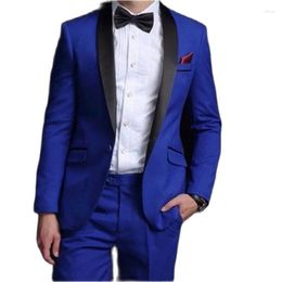 Men's Suits Royal Blue Single Button Men With Black Shawl Lapel Wedding Formal Slim Fit Costume Homme Tuxedo Blazer Trousers Outfit