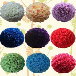 Decorative Flowers 12" 30CM Upscale Wedding Kissing Balls Artificial Encryption Rose Flower Ball For Festival Celebration Decorations