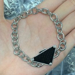 Luxury Designer Jewelry Silver Bracelets Inverted Triangle Pendant Charm Chain Bracelet For Women Man Plated Gold Bangle Couples birthday party Gift PB1 -09