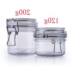 120g 200g Empty Round Plastic Sealed Tin Containers Clip Lids ,Food Jar Pot Containers Storage,Mask Cream Container Bottle Osjmx