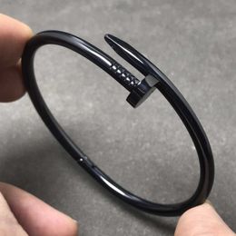 Famous New Inspired Stainless Steel Nail Bangle Bracelet Black Plain for and Men